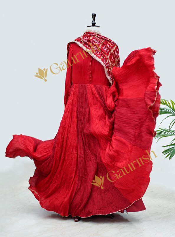 Red Anarkali with Gajji Silk Dupatta