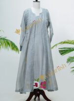 Grey Chanderi Hand Embroidered Jacket Dress