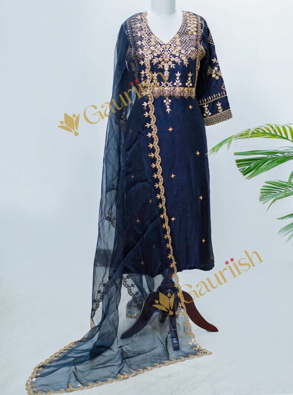 Organza Silk Dupatta with Tikki Marodi Embroidery