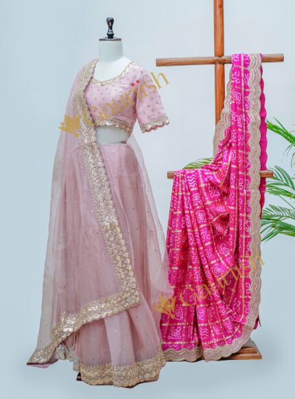 Baby Pink Organza Lehenga Set