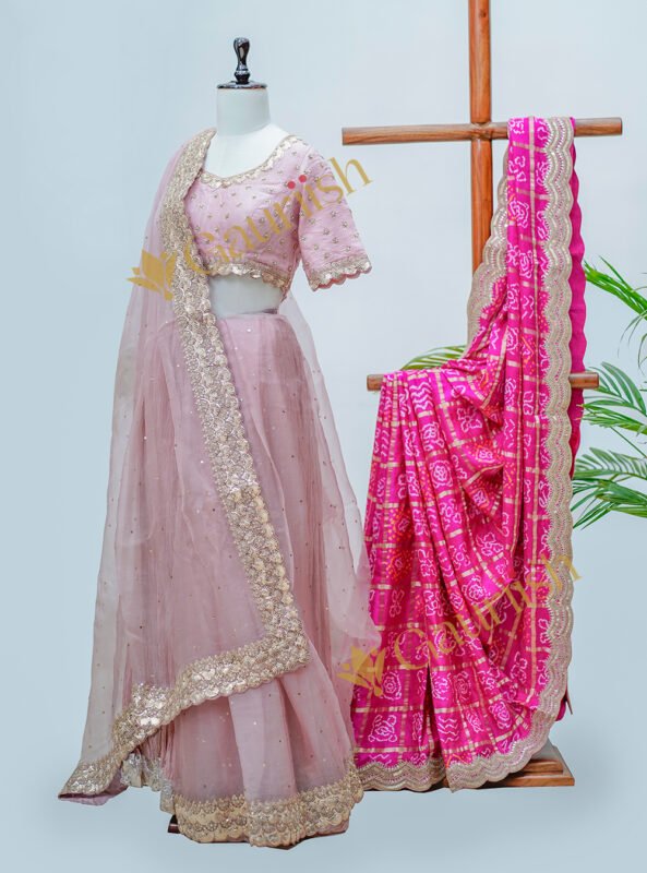 Baby Pink Organza Lehenga Set