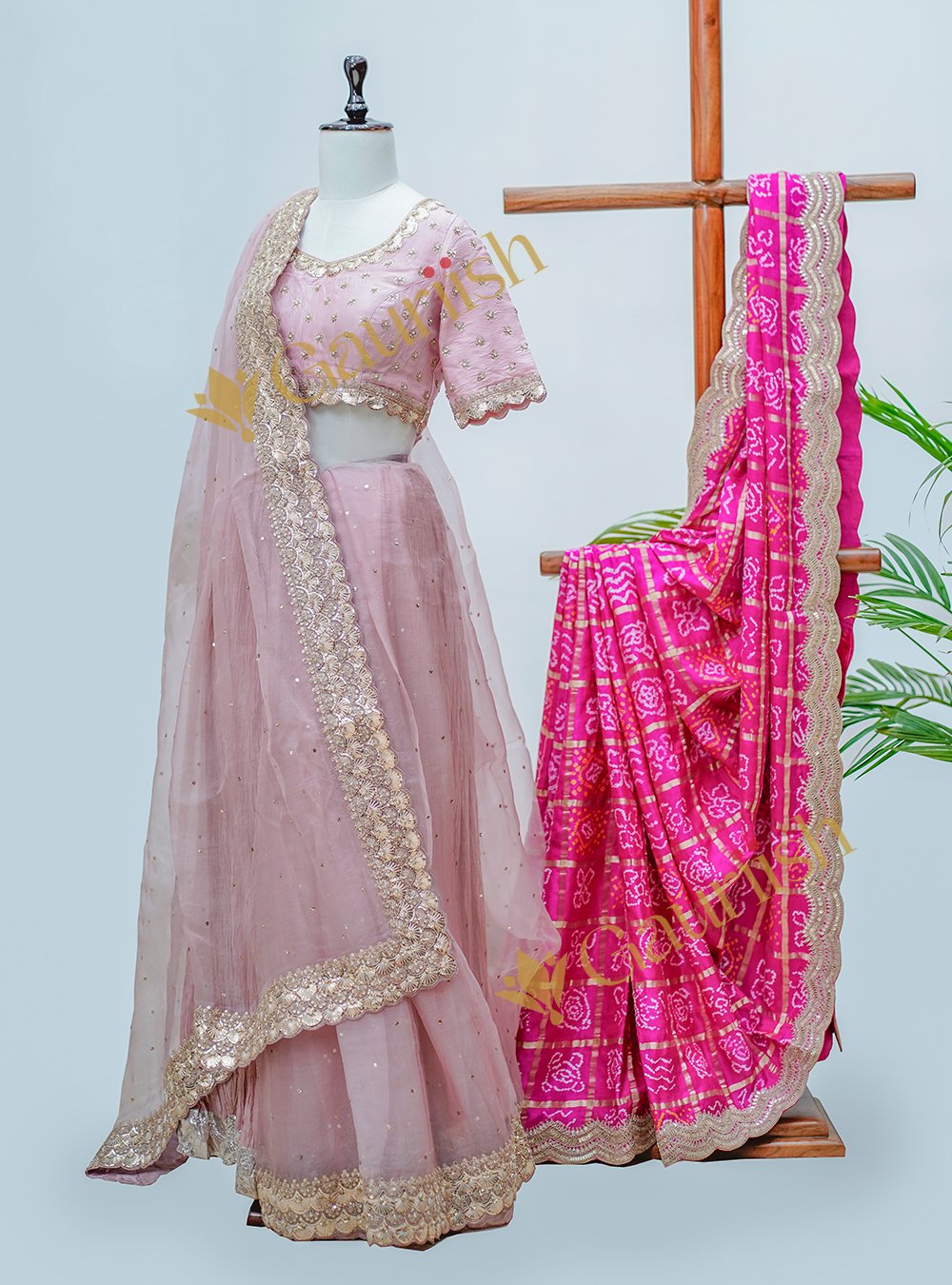 Baby Pink Organza Lehenga Set Baby Pink Organza Lehenga Set