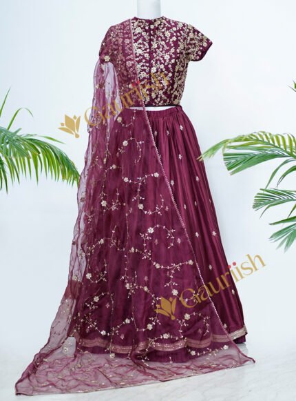 Silk Lehenga with Saree Adorned with Marodi and Tikki Marodi Work