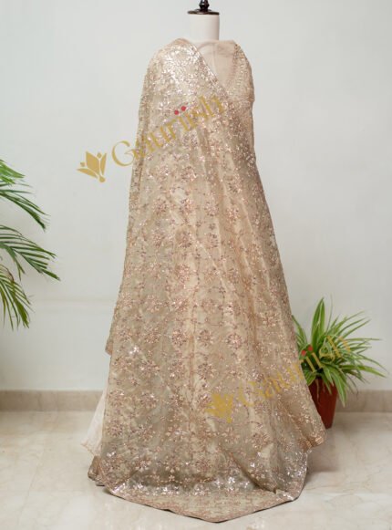 Real Tamba Patti Work on Lehenga Set