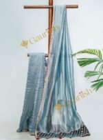 Tissue Saree with Embroidered Blouse