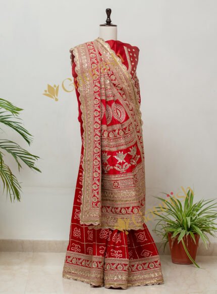 Gharchola Saree with Tamba Patti & Tikki Marodi Work