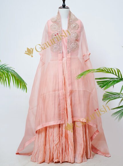 Organza Cape Sharara Dress with Marodi and Tikki Marodi Work